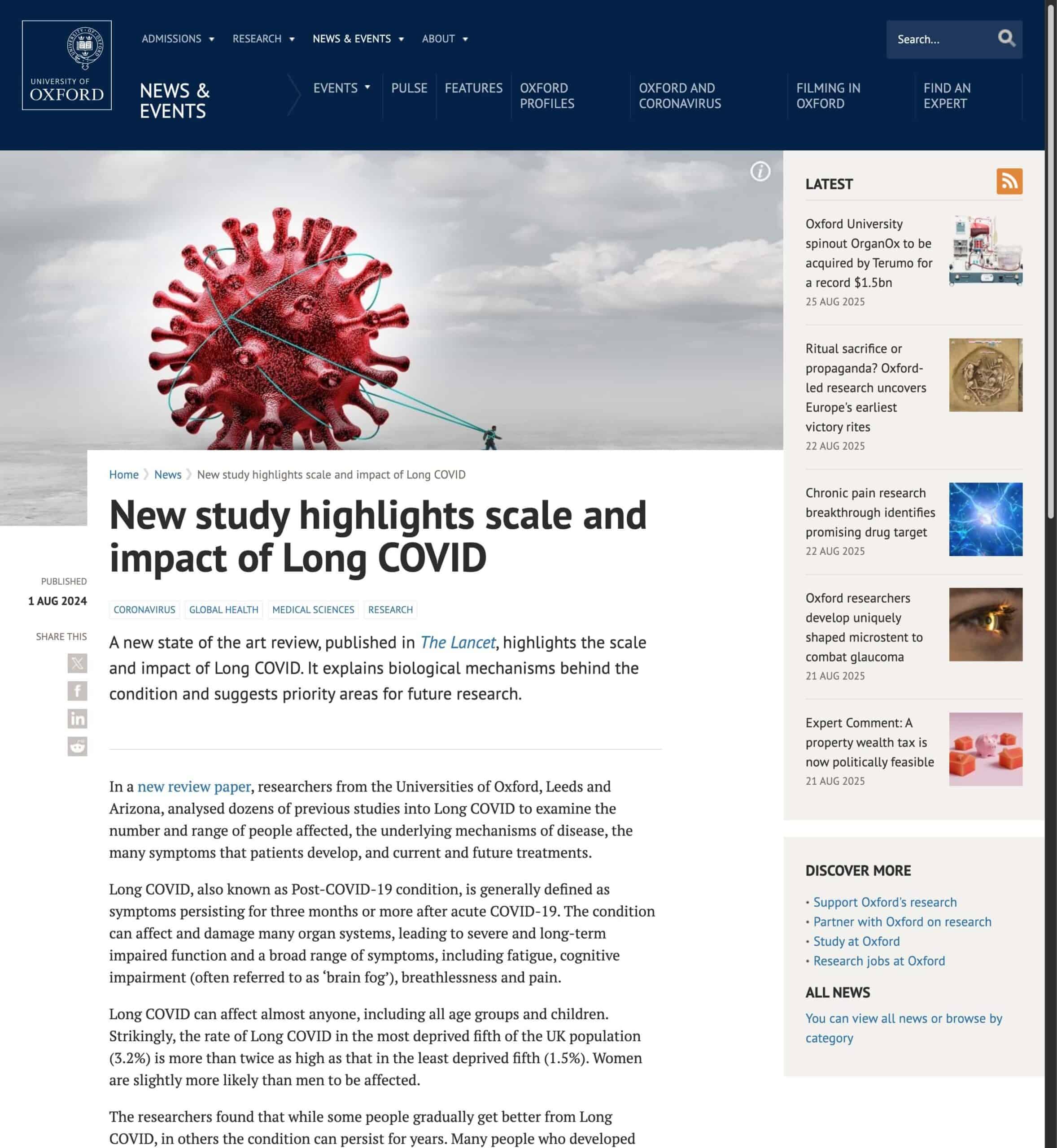 New study highlights scale and impact of Long COVID