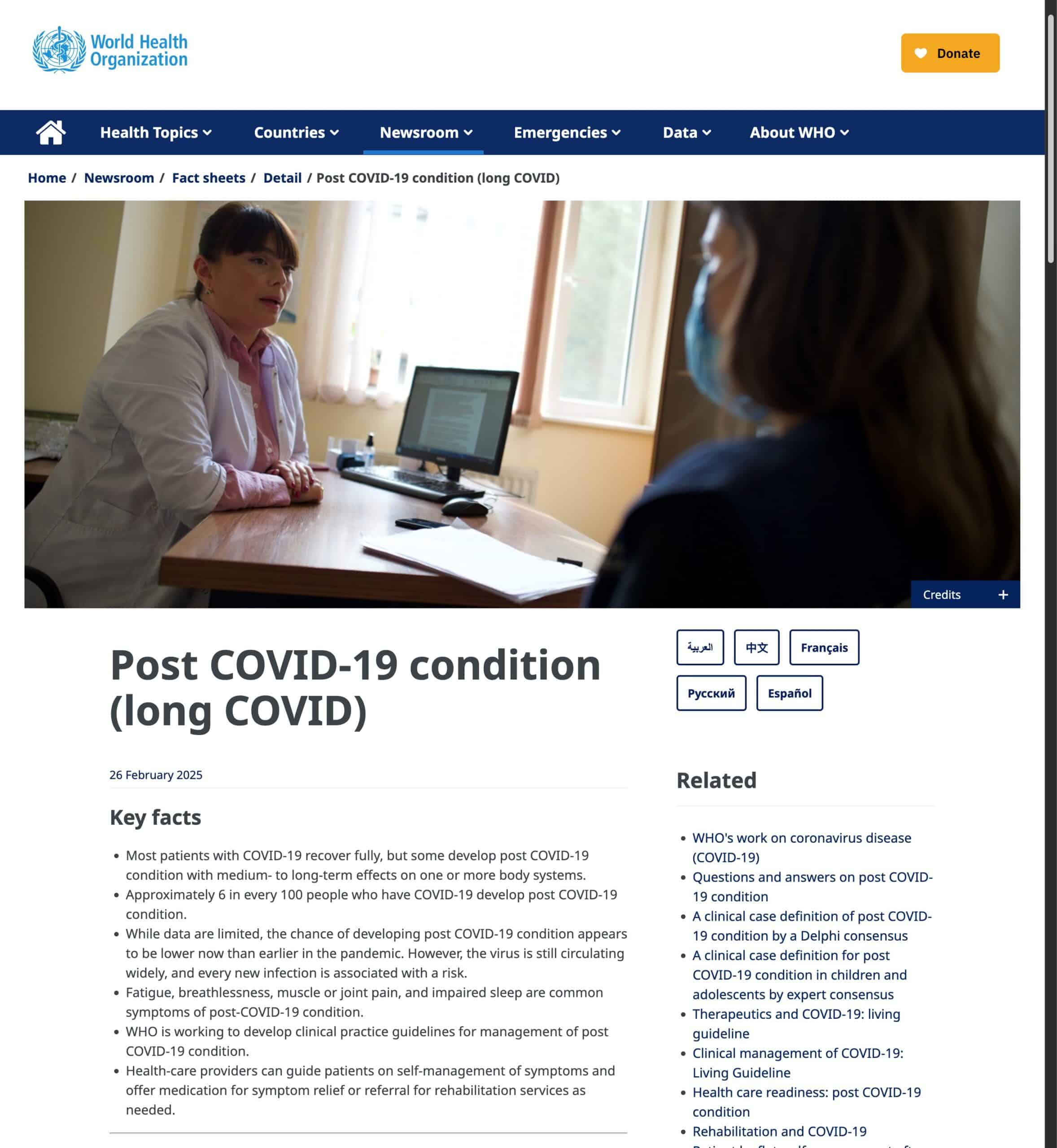 Who Article about post COVID condition